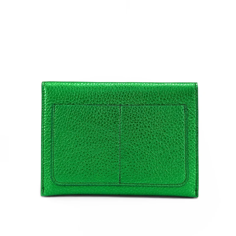 Pochette enveloppe en cuir irisé ROMY Vert anglais irisé