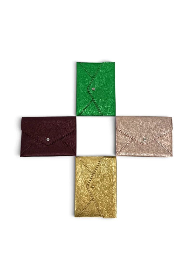Pochette enveloppe en cuir irisé ROMY Rose gold