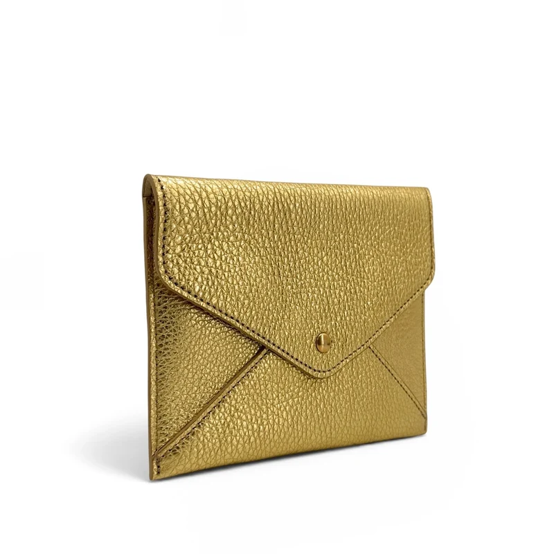 Pochette enveloppe en cuir irisé ROMY Or