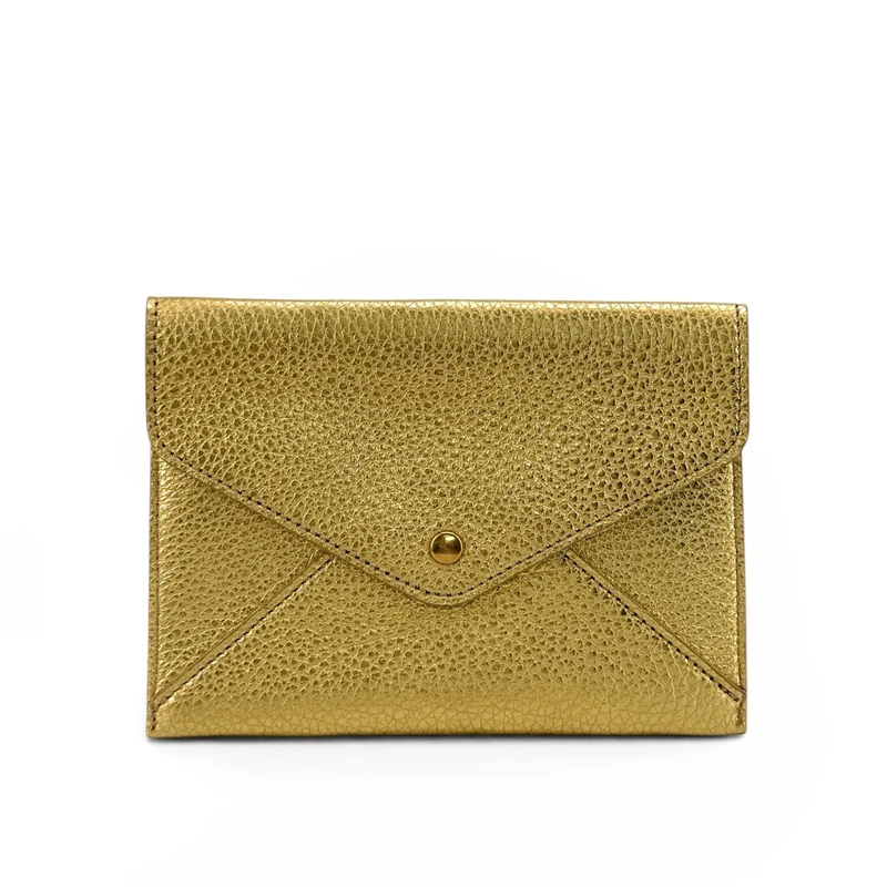 Pochette enveloppe en cuir irisé ROMY Or