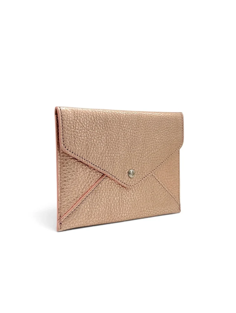 Pochette enveloppe en cuir irisé ROMY Rose gold