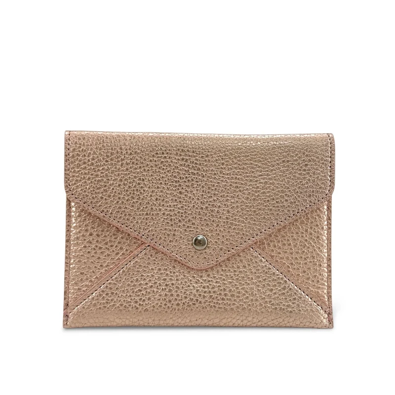 Pochette enveloppe en cuir irisé ROMY Rose gold