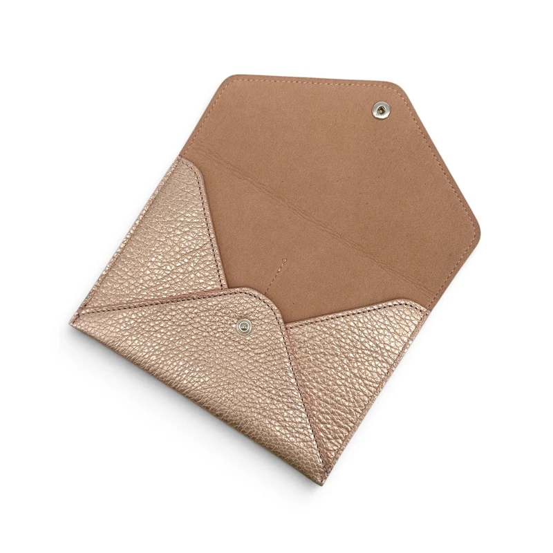 Pochette enveloppe en cuir irisé ROMY Rose gold