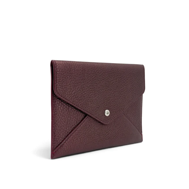 Pochette enveloppe en cuir irisé ROMY Bordeaux