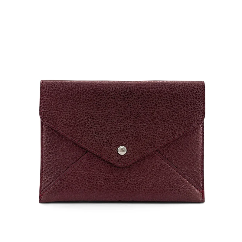 Pochette enveloppe en cuir irisé ROMY Bordeaux