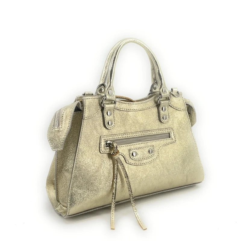 Sac à main en cuir irisé MERCREDI Or pâle