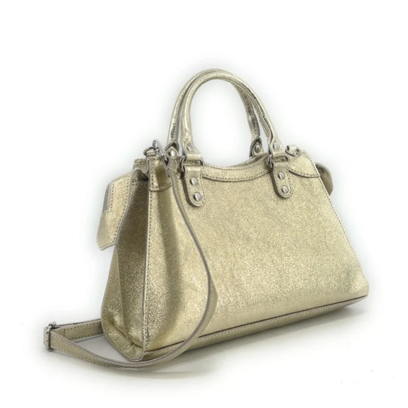 Sac à main en cuir irisé MERCREDI Or pâle