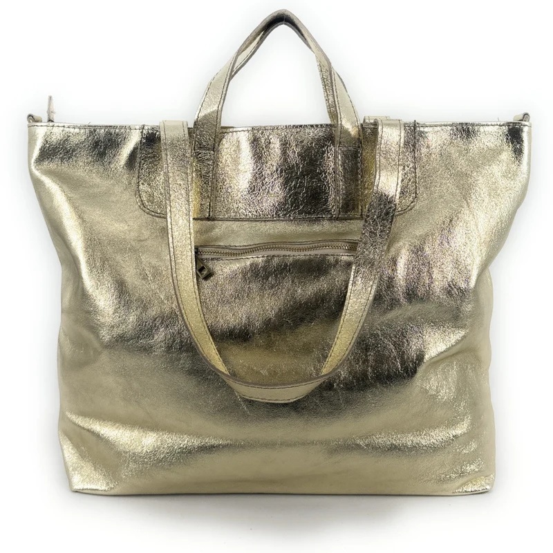 Grand sac cabas en cuir irisé ANDROMEDE Or