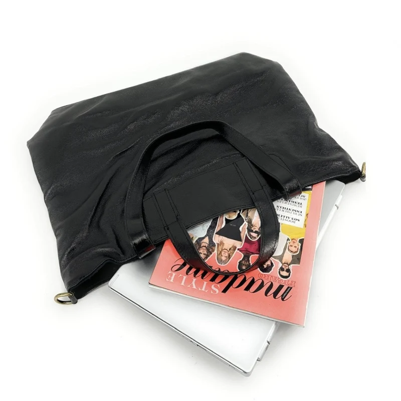 Grand sac cabas en cuir irisé ANDROMEDE Noir irisé