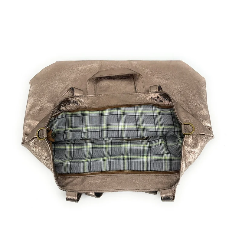 Grand sac cabas en cuir irisé ANDROMEDE Champagne irisé