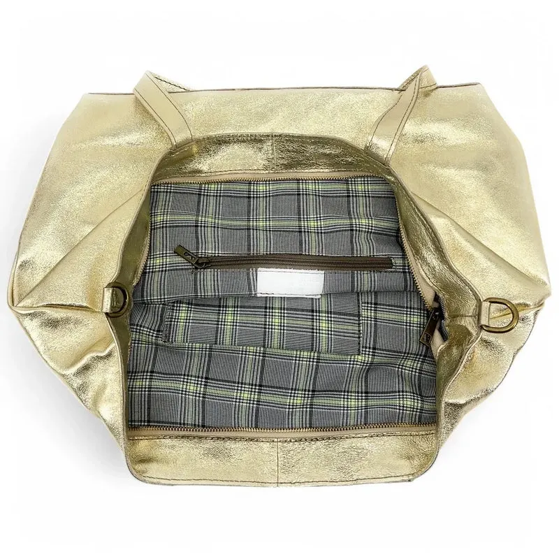 Grand sac cabas en cuir irisé CASSIOPEE Or pâle