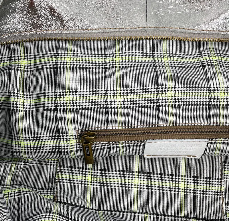 Grand sac cabas en cuir irisé CASSIOPEE Argent moyen