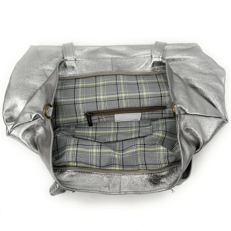 Grand sac cabas en cuir irisé CASSIOPEE Argent moyen