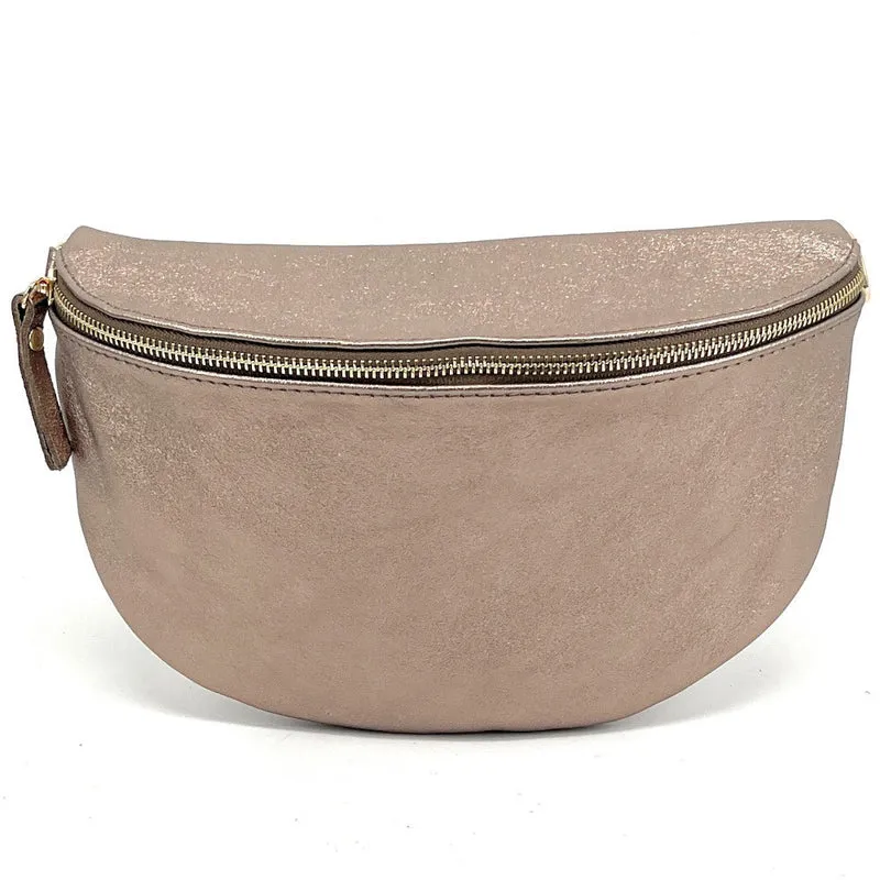 Sac banane en cuir irisé LOUNA Champagne irisé