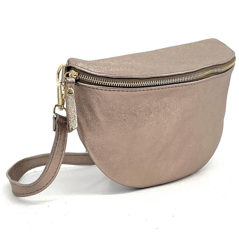 Sac banane en cuir irisé LOUNA Champagne irisé