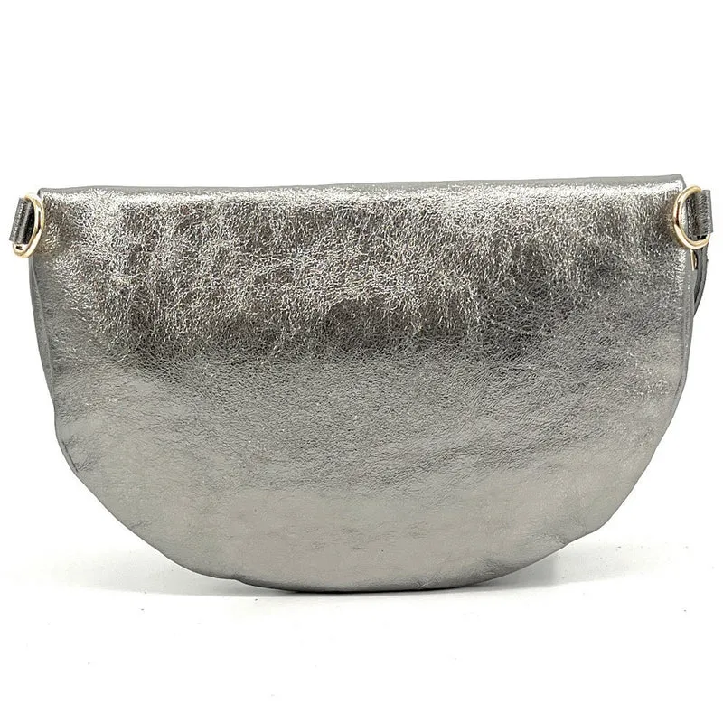 Sac banane en cuir irisé LOUNA Argent moyen