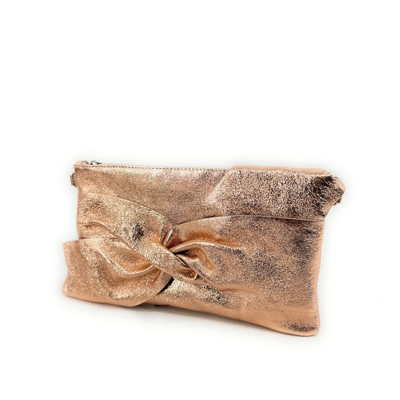 Sac pochette en cuir irisé SHERAZADE Rose gold