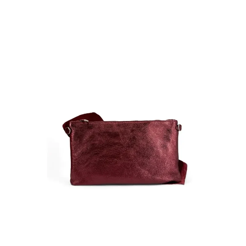 Sac pochette en cuir irisé SHERAZADE Bordeaux irisé