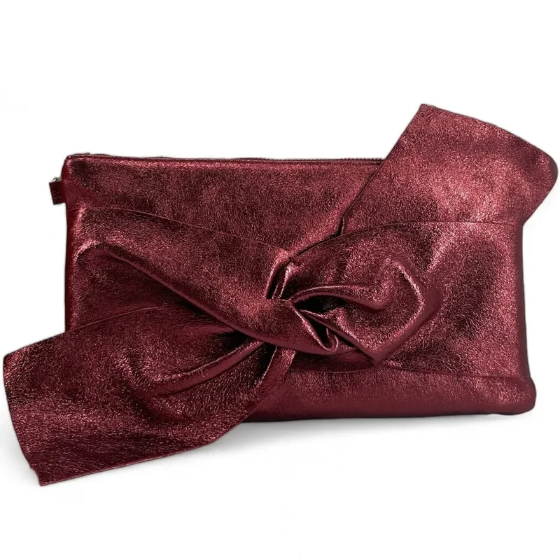 Sac pochette en cuir irisé SHERAZADE Bordeaux irisé