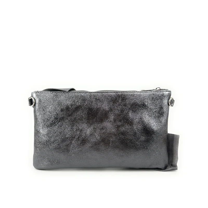 Sac pochette en cuir irisé SHERAZADE Argent foncé