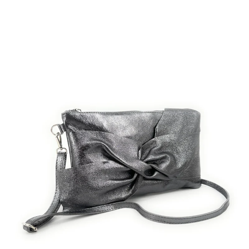 Sac pochette en cuir irisé SHERAZADE Argent foncé