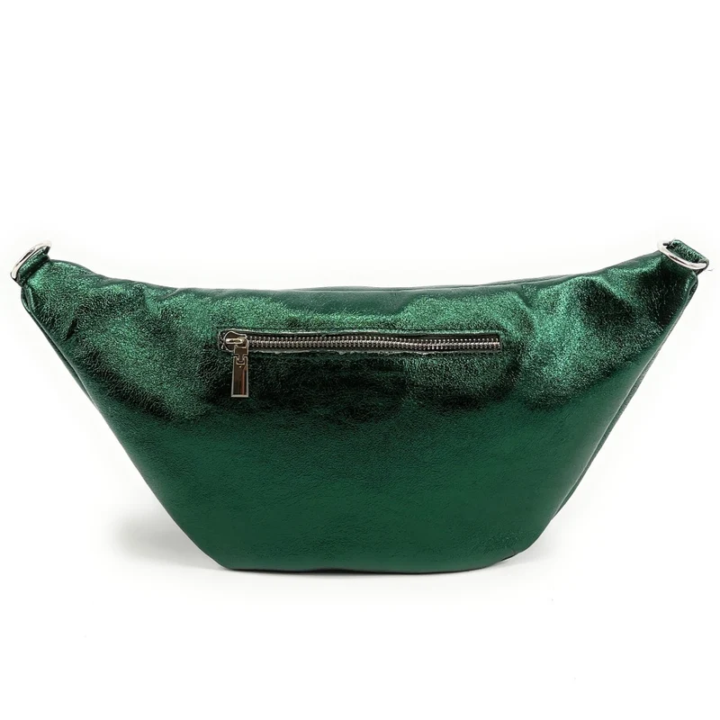 Sac banane en cuir irisé LILOU GLOW Vert forêt irisé