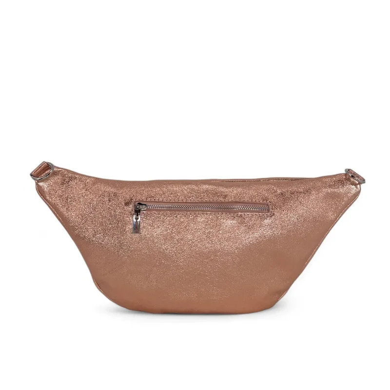 Sac banane en cuir irisé LILOU GLOW Rose gold