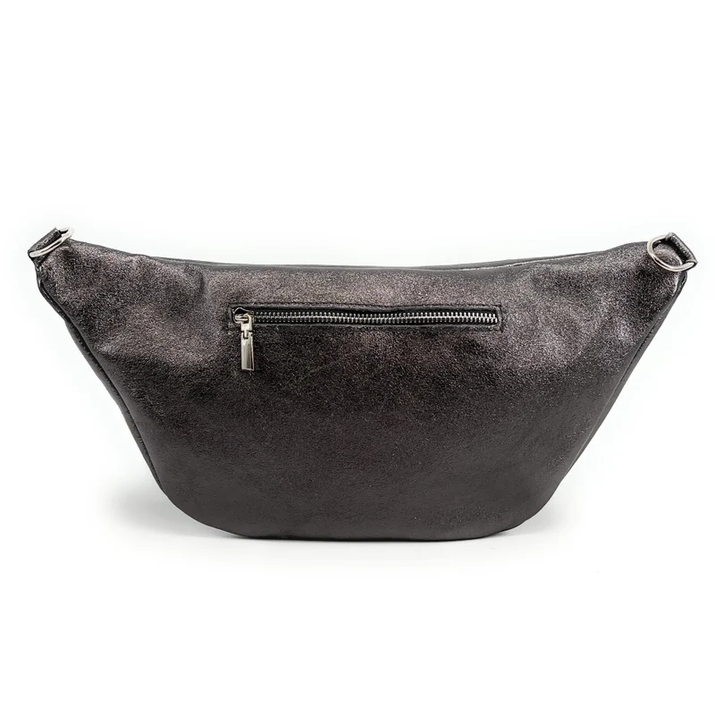 Sac banane en cuir irisé LILOU GLOW Argent foncé