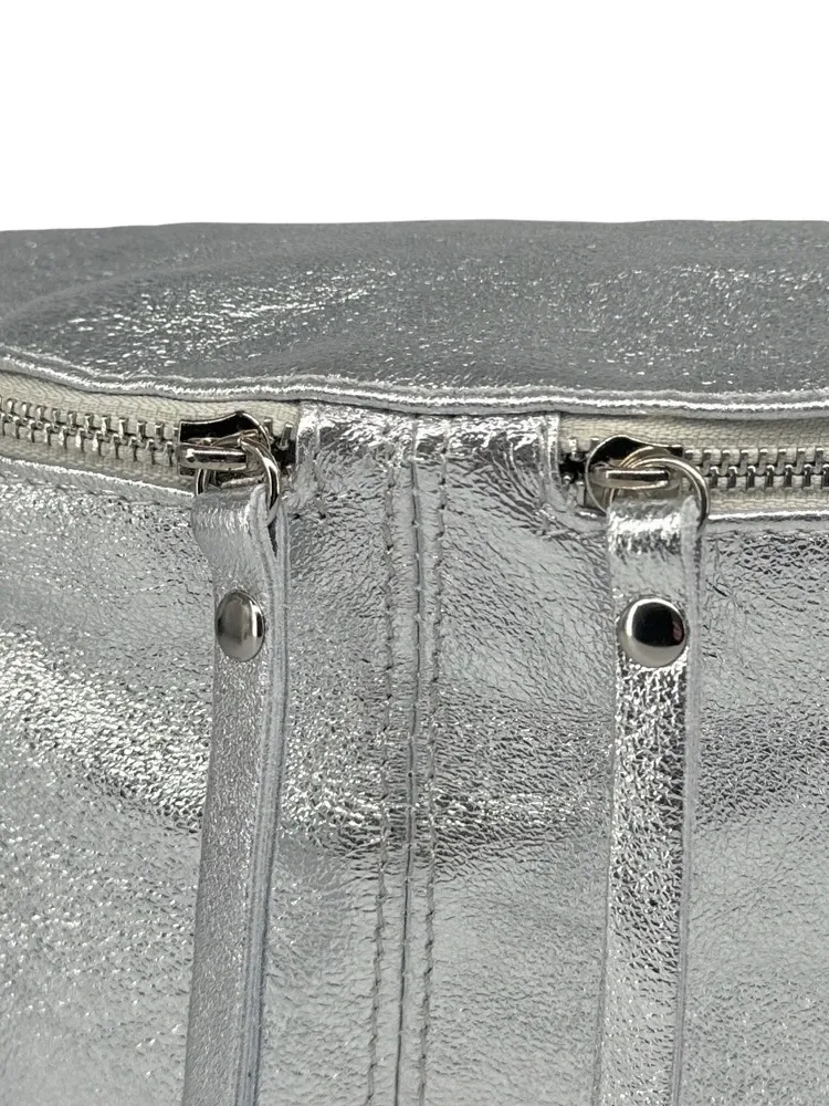 Sac banane en cuir irisé LILOU GLOW Argent moyen