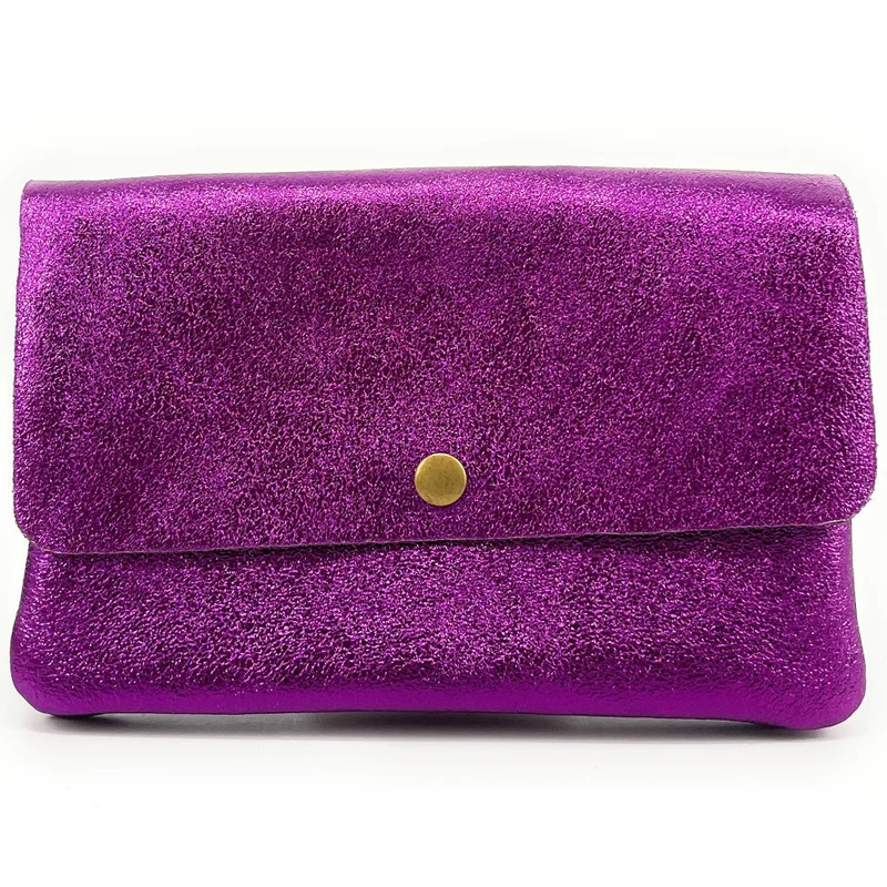Sac pochette en cuir irisé MAELIA Violine