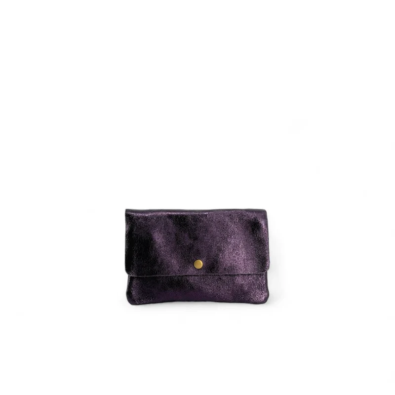 Sac pochette en cuir irisé MAELIA Aubergine
