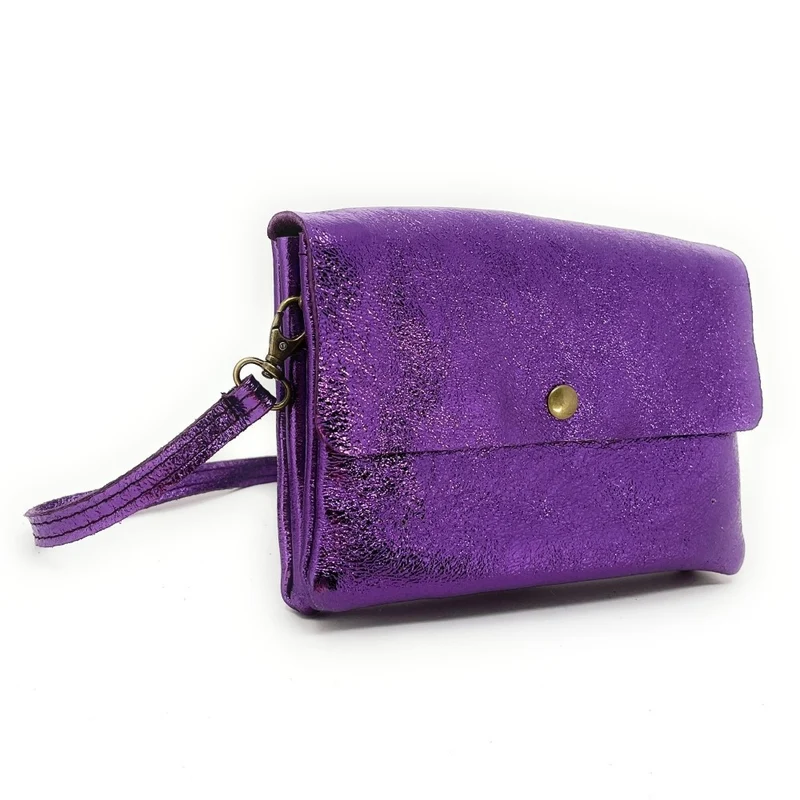 Sac pochette en cuir irisé MAELIA Violet améthyste
