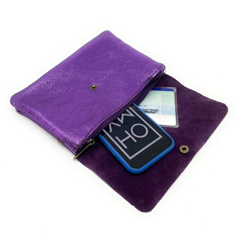 Sac pochette en cuir irisé MAELIA Violet améthyste