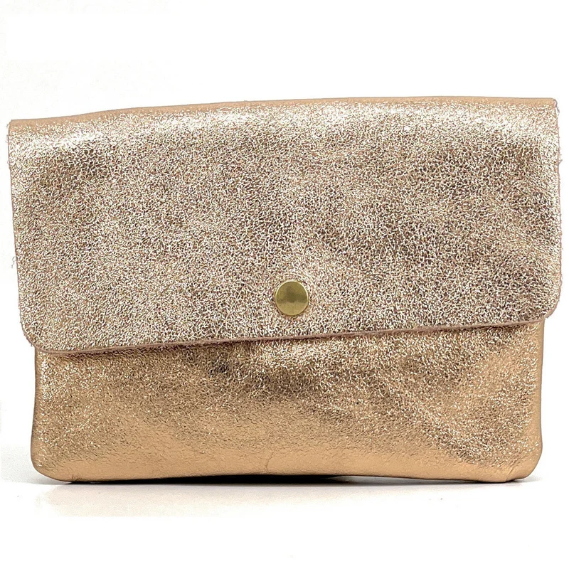 Sac pochette en cuir irisé MAELIA Rose gold
