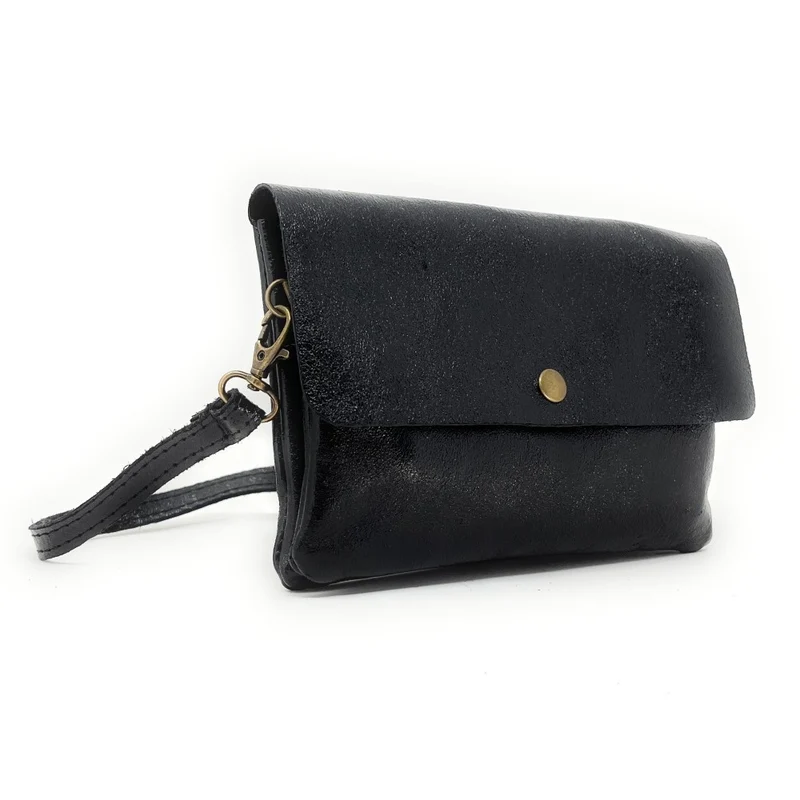 Sac pochette en cuir irisé MAELIA Noir