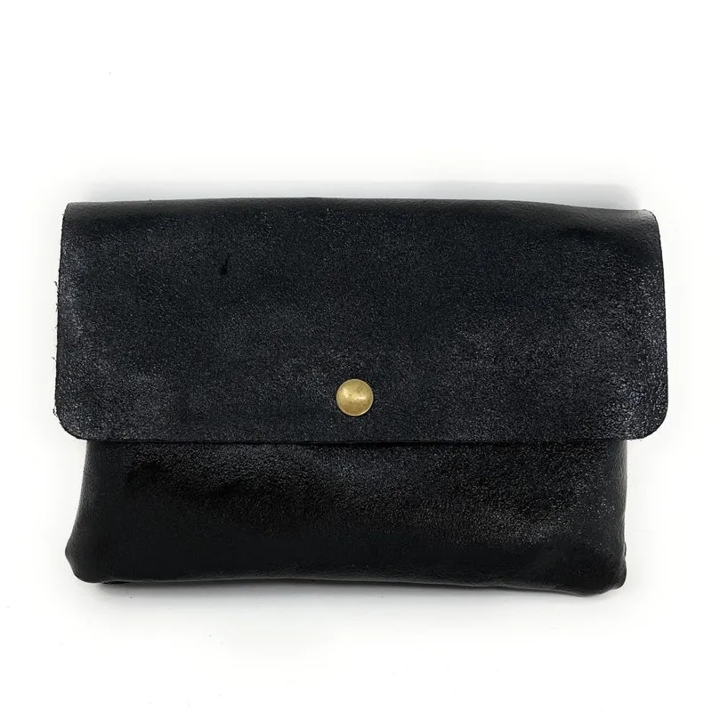 Sac pochette en cuir irisé MAELIA Noir