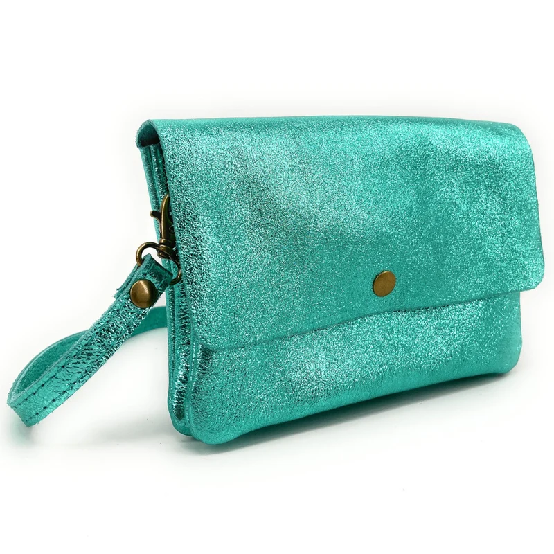 Sac pochette en cuir irisé MAELIA Lagon