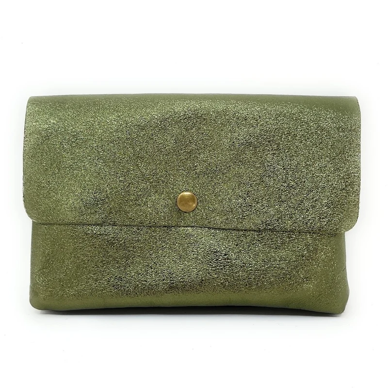 Sac pochette en cuir irisé MAELIA Kaki irisé