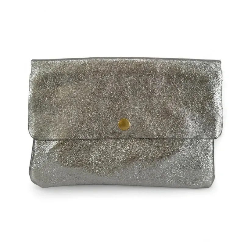 Sac pochette en cuir irisé MAELIA Argent moyen