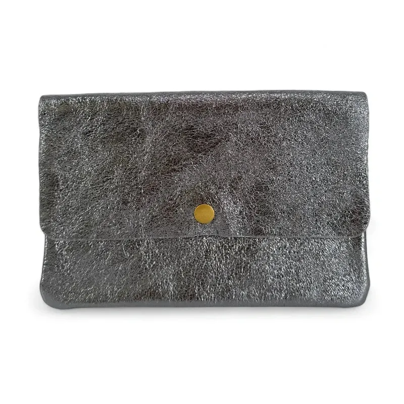 Sac pochette en cuir irisé MAELIA Argent foncé
