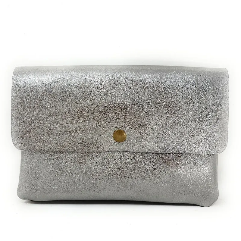 Sac pochette en cuir irisé MAELIA Argent clair
