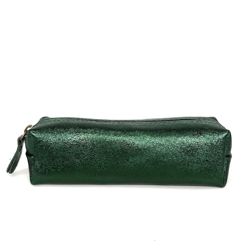 Trousse en cuir irisé TICTOC GLOW Vert forêt irisé