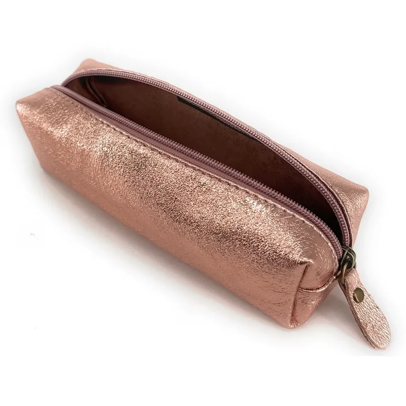 Trousse en cuir irisé TICTOC GLOW Rose gold