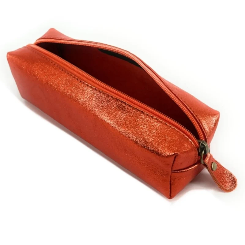 Trousse en cuir irisé TICTOC GLOW Orange irisé