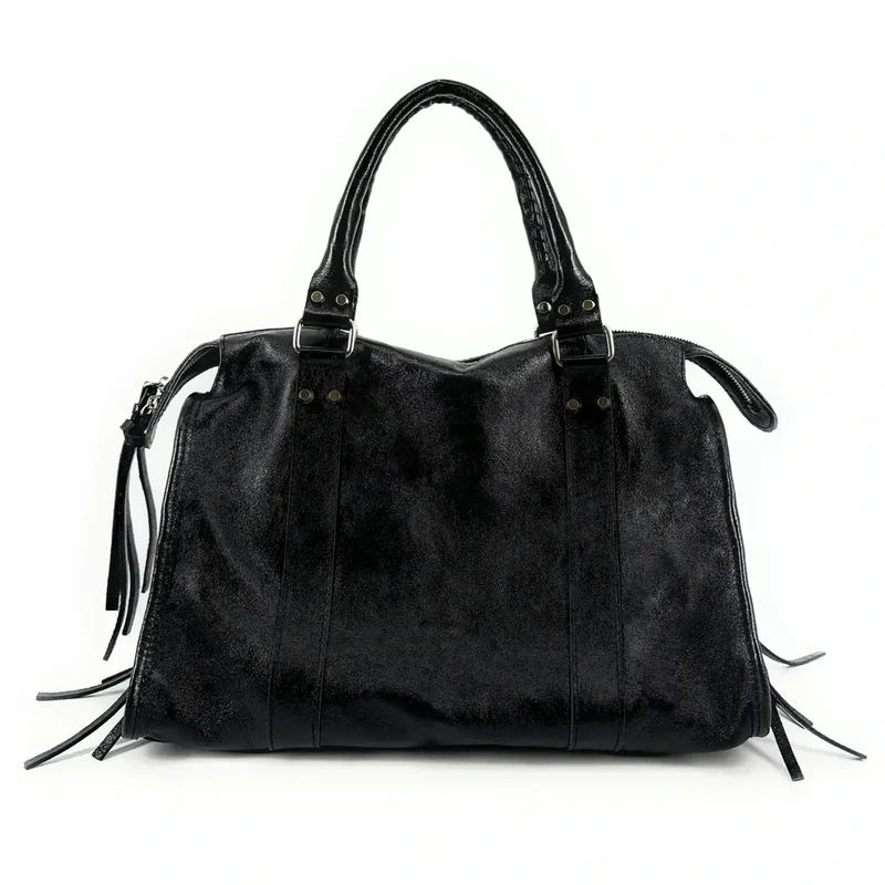 Sac à main en cuir irisé SANDSTORM SILVER Noir glossy