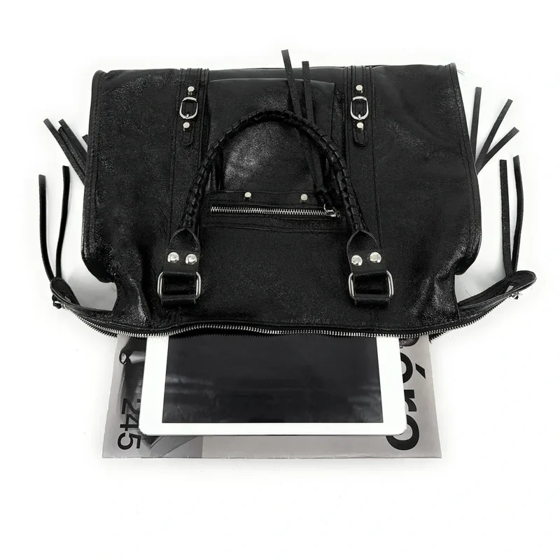 Sac à main en cuir irisé SANDSTORM SILVER Noir glossy