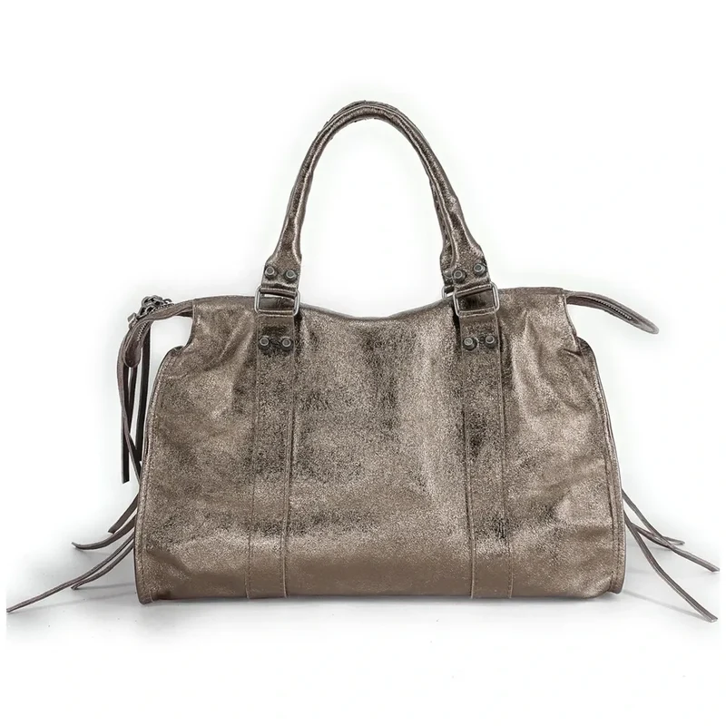Sac à main en cuir irisé SANDSTORM SILVER Champagne