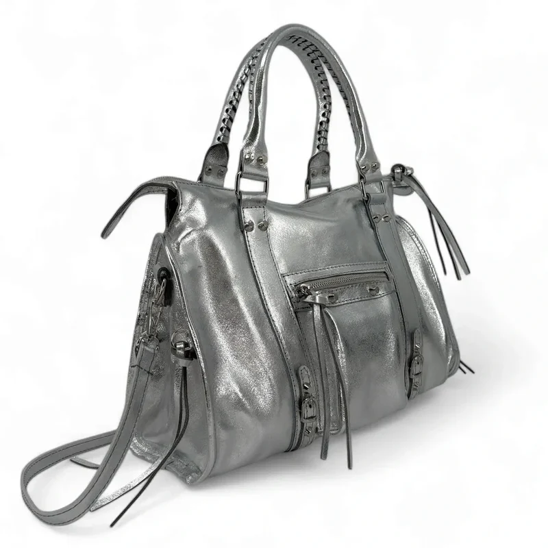 Sac à main en cuir irisé SANDSTORM SILVER Argent
