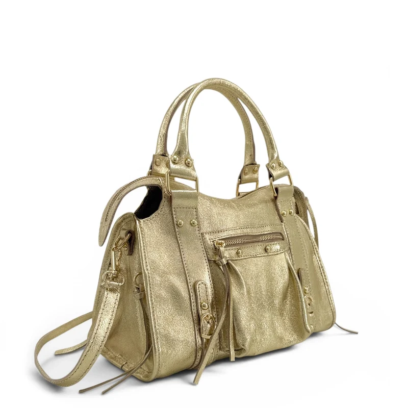 Sac à main en cuir irisé SANDSTORM GOLD (petit modèle) Or pâle