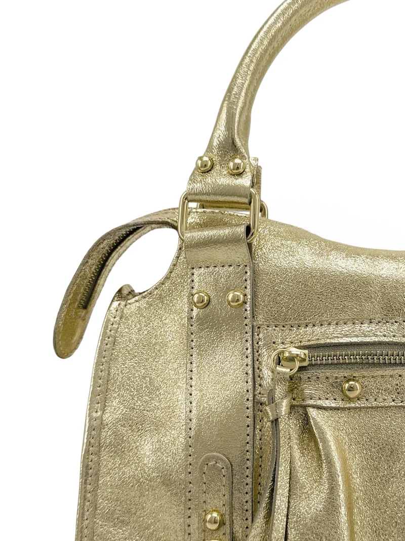 Sac à main en cuir irisé SANDSTORM GOLD (petit modèle) Or pâle